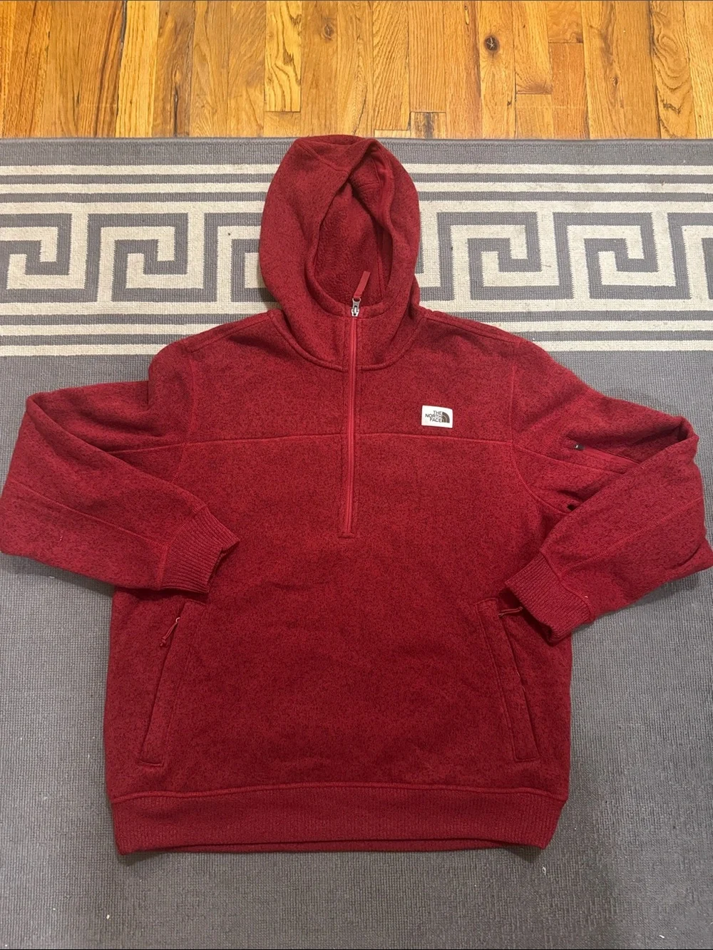 The North Face Men’s Burgundy Red Zip-Up Fleece Hoodie